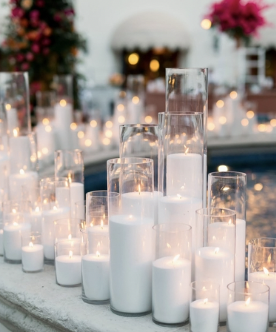 Styled candle arrangement for a luxury Los Angeles event